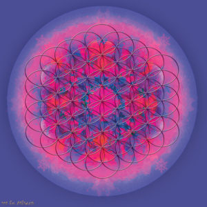 מנדלת פרח החיים, 5 עיגולים, בורוד וסגול