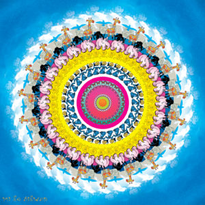 מנדלת בעלי חיים בצבעוניות מרשימה על רקע כחול