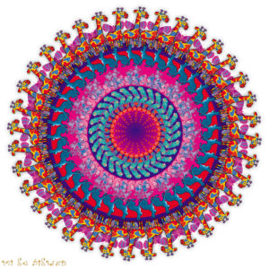 מנדלת ילדים עם ג'ירפות ופרפרים