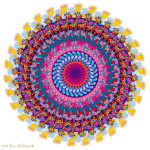 מנדלת ילדים עם ג'ירפות וטביעות כף רגל על רקע לבן