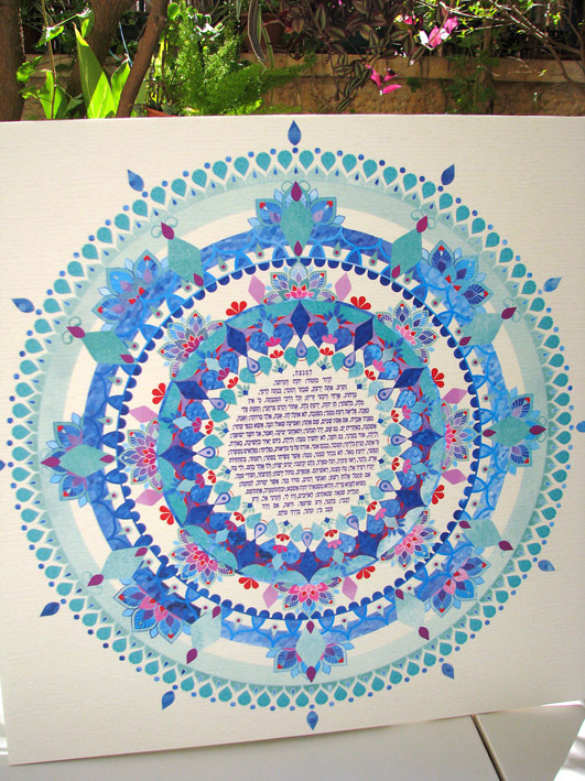 מנדלת פרק תהילים מנדלה מהממת הבנויה מעיטורים בגווני טורקיז וכחול על רקע בהיר, במרכזה פרק תהילים. את פרק התהילים ניתן להחליף בכל טקסט אחר על פי בקשתכם. ניתן להזמינה על גבי זכוכית,קנבס או נייר .